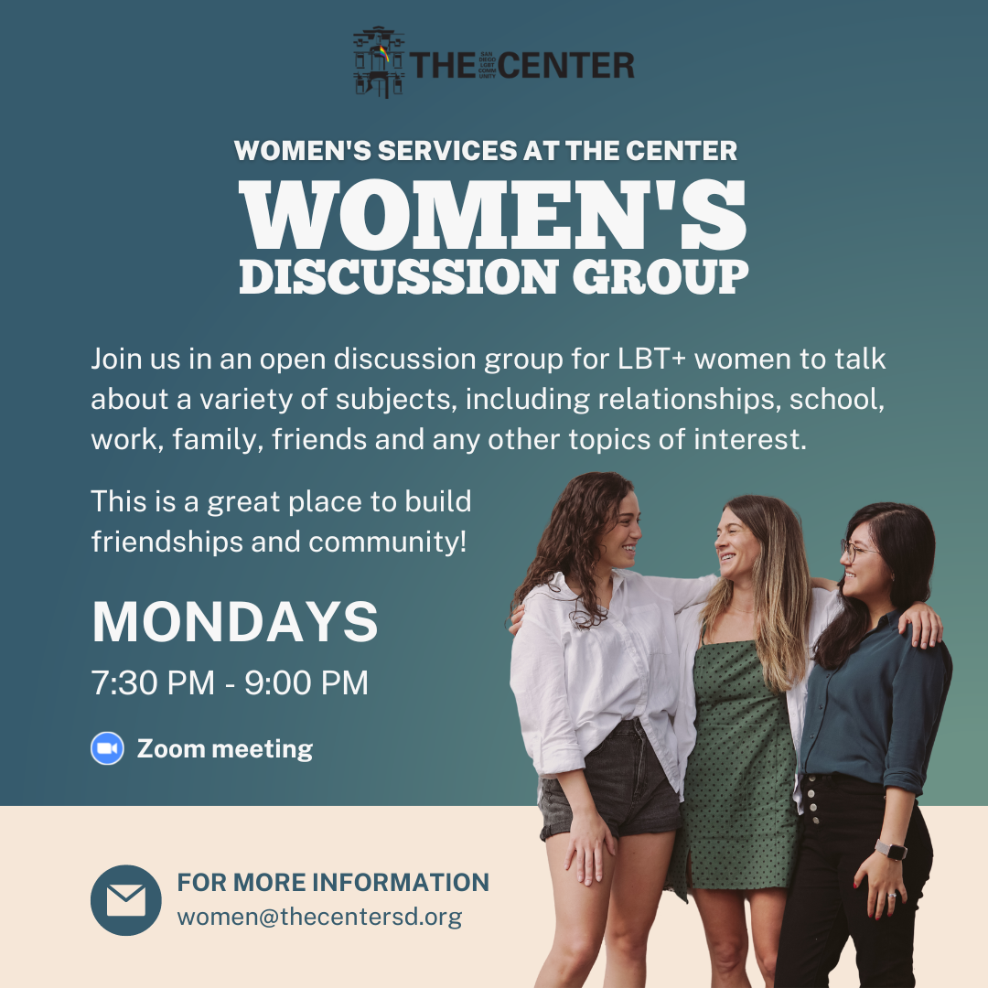 Women's Discussion Group (Virtual)  The San Diego LGBT Community Center