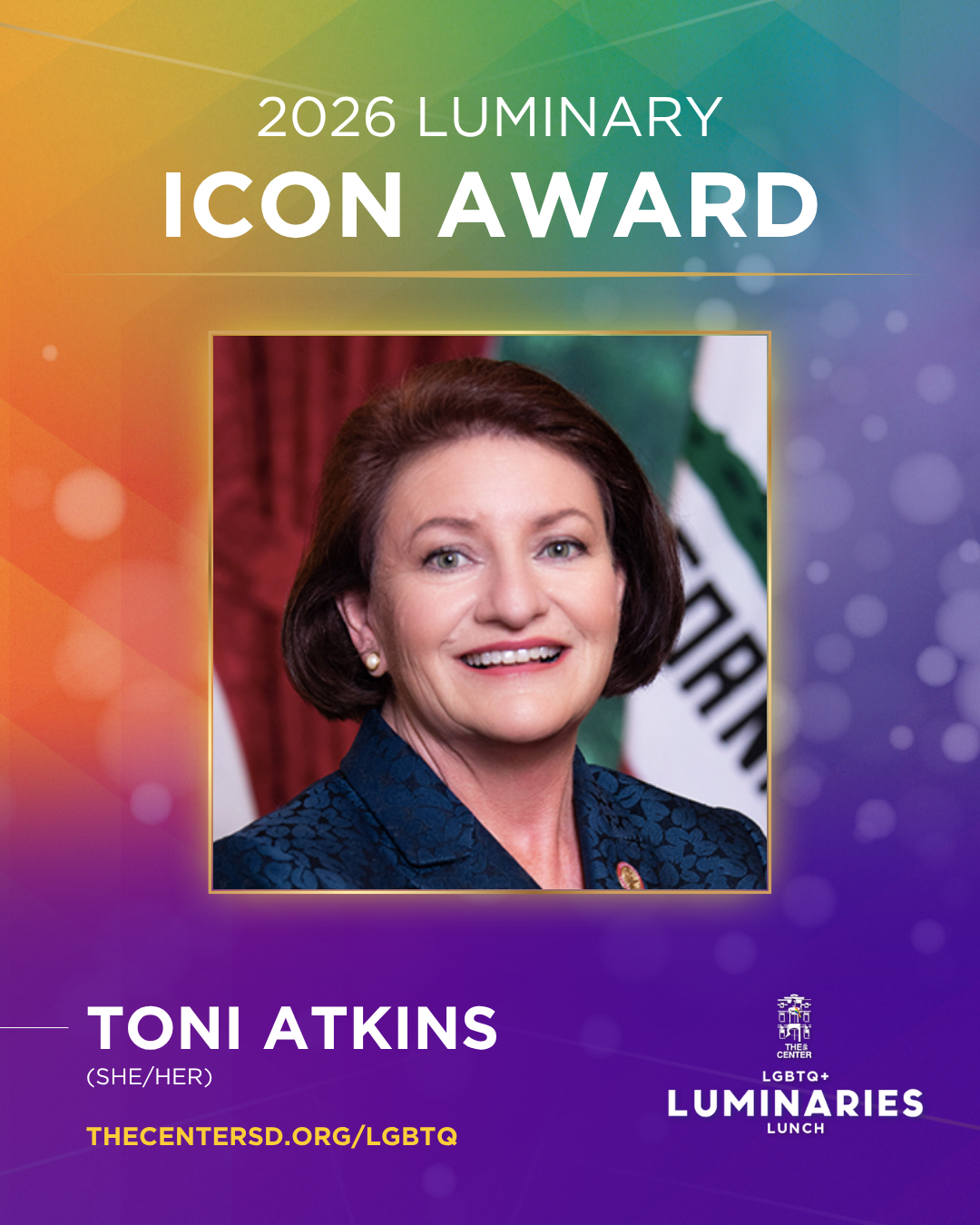 LGBTQ+ Luminaries Lunch Award Recipient Toni Atkins