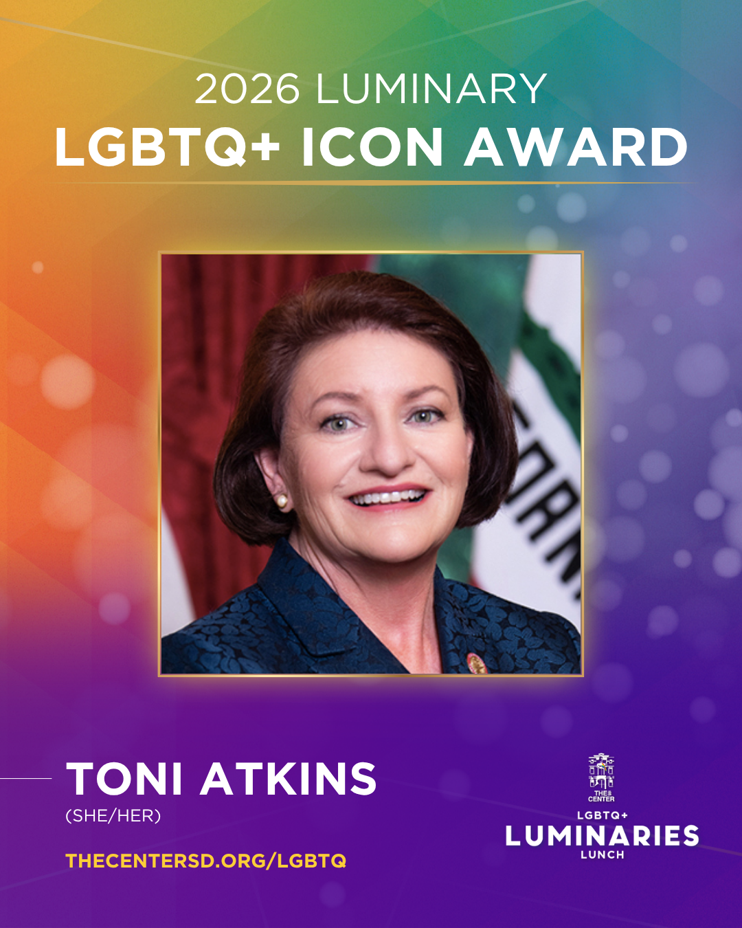 LGBTQ+ Luminaries Lunch Award Recipient Toni Atkins